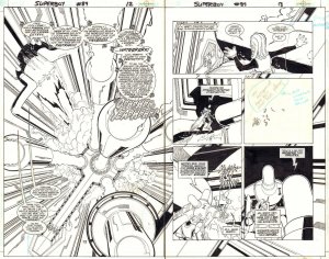 Superboy #89 pgs. 12 & 13 Space Ship DPS '94 art by Dan Jurgens & Joe Rubinstein