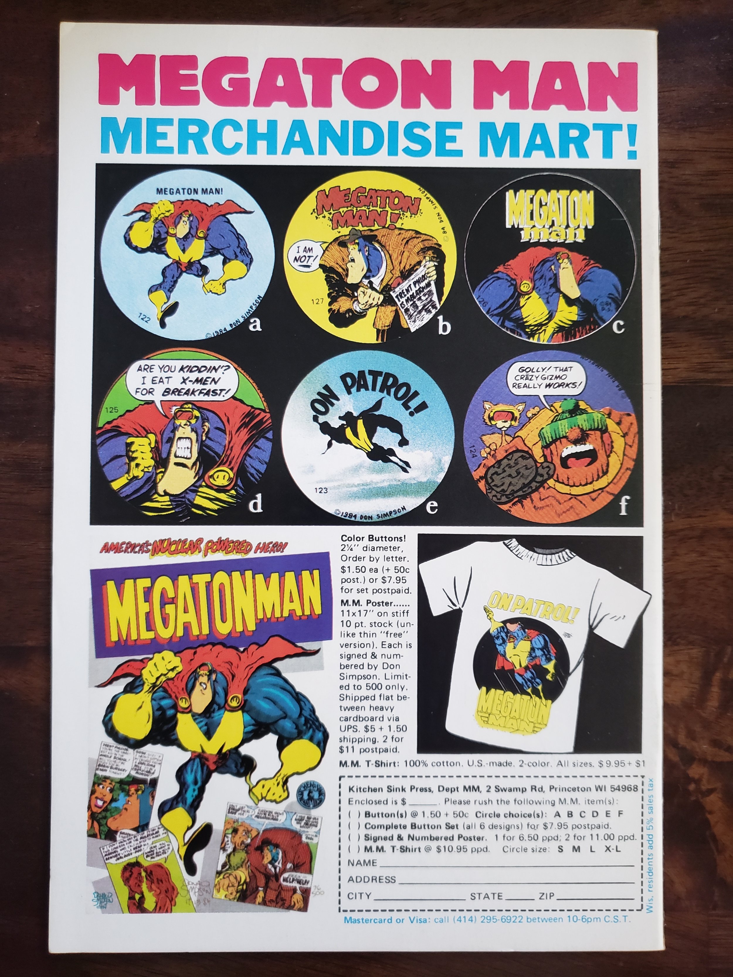 Megaton Man 5 (1985) Comic Books Copper Age, Kitchen Sink, Humor