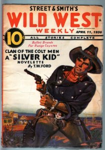 WILD WEST WEEKLY-4/11/1936-PULP-SILVER KID FN 