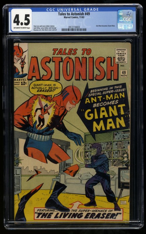 Tales To Astonish #49 CGC VG+ 4.5 Off White to White Ant Man becomes Giant Man!