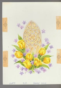 GOD'S BLESSINGS Church Window w/ Yellow Tulips 6x8 Greeting Card Art #E2459