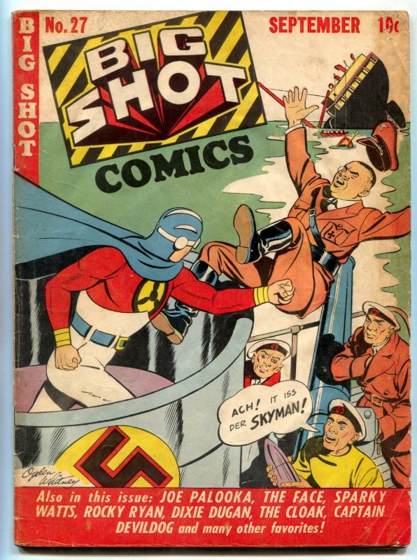 BIG SHOT #27 1942- SKyman v NAZI cover- Charlie Chan VG+