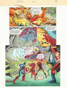 Avengers #400 p.28 Color Guide Art - Avengers Team vs. Loki by John Kalisz