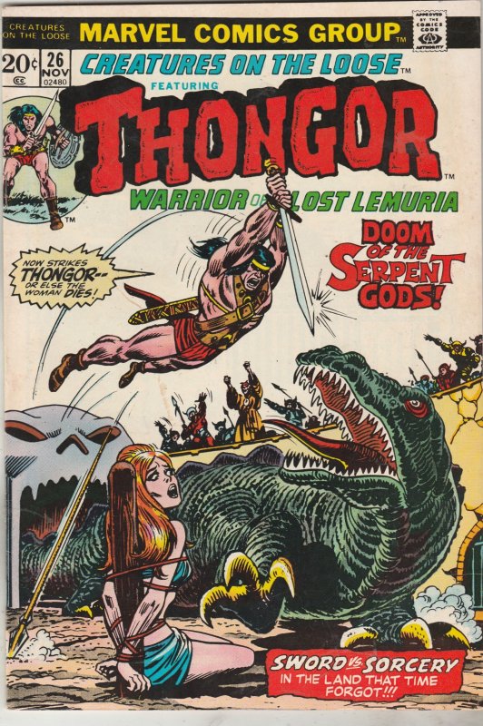 Creatures on the Loose #26 (1973) High-Grade NM- Thongor!  Bondage Cover! Wow!