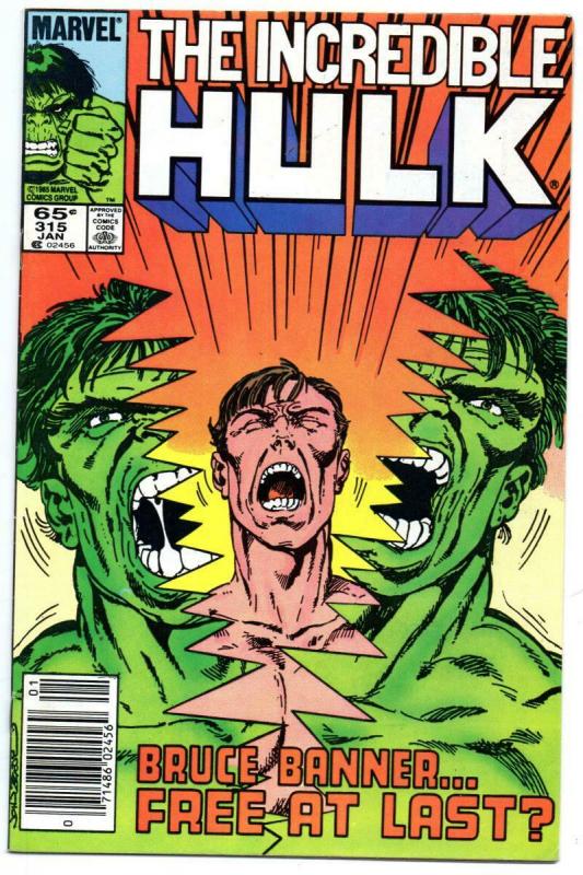 HULK #315, VF, Incredible, John Byrne, 1968 1986, more Marvel in store, UPC