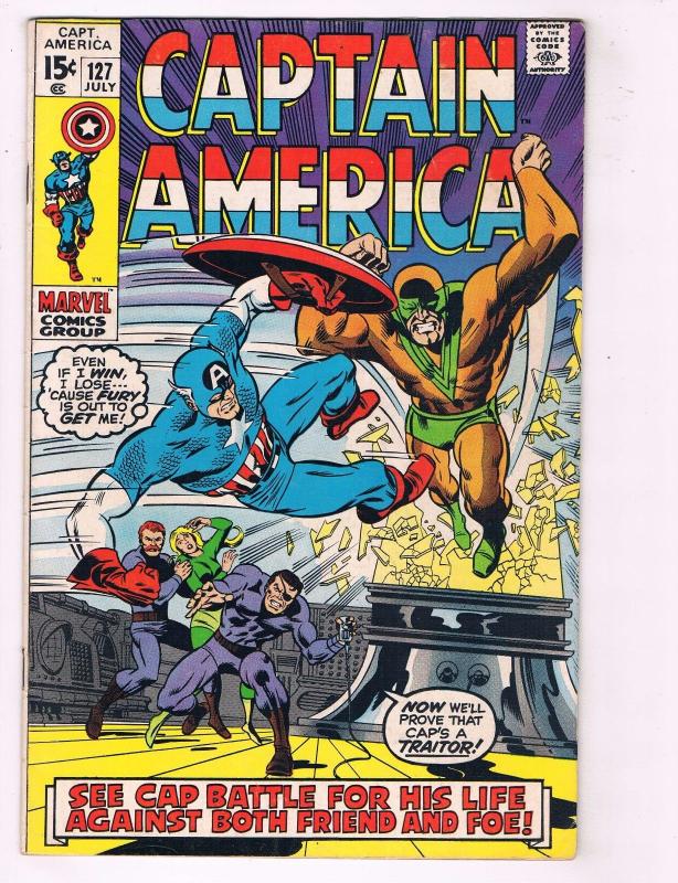 Captain America # 127 FN Marvel Comic Book Falcon Bucky Avengers Red Skull MM1