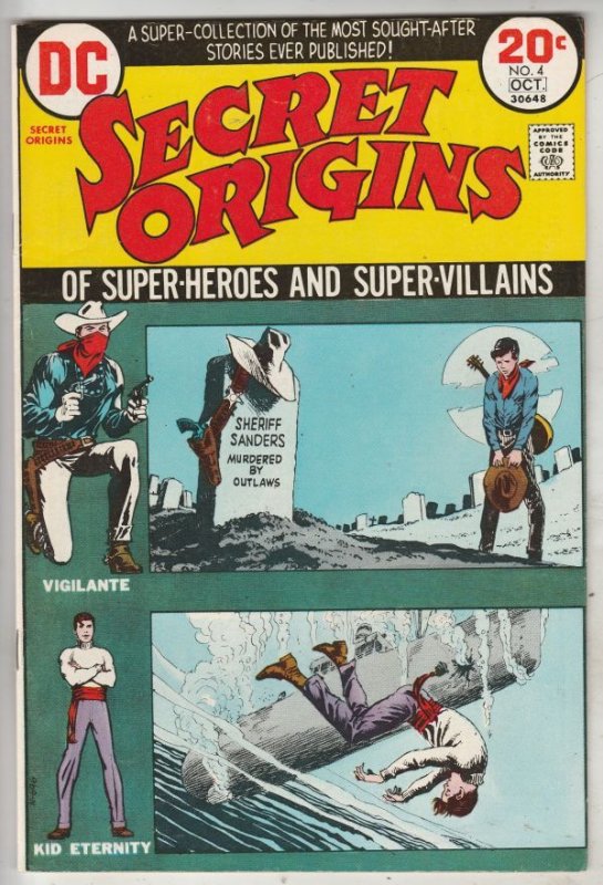 Secret Origins #4 (Oct-73) NM- High-Grade Vigilante, Kid Eternity