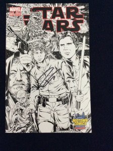 STAR WARS 001 MIDTOWN COMICS SET OF COLOR AND B&W VARIANT SIGNED WITH COA NM.