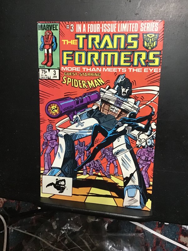 The Transformers #3 (1985) Black costume Spider-Man x-over! High-grade key! NM-