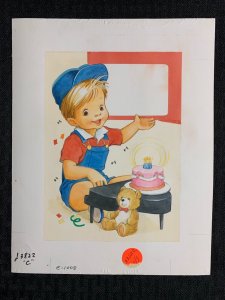 BIRTHDAY For a Special Boy w/ Puzzle Page 2pcs 7.5x9.5 Greeting Card Art #1008