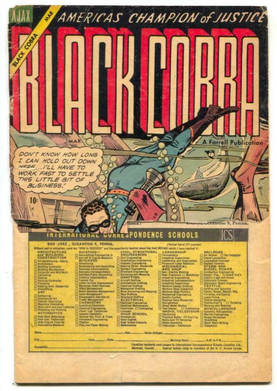 Black Cobra #3 1955- Rare Final issue- missing half cover