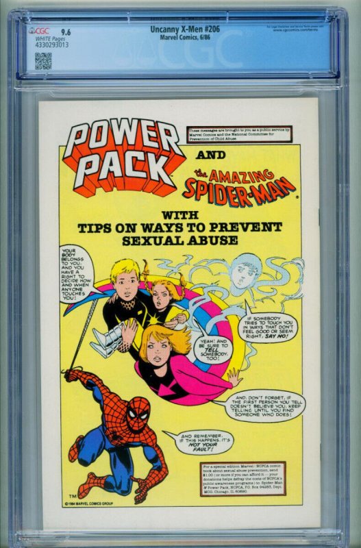 X-MEN #206 CGC 9.6 1986-MARVEL-comic book 4330293013