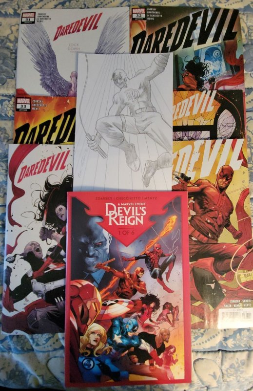 Daredevil Lock Down Set #31-36 Plus Original Drawing!