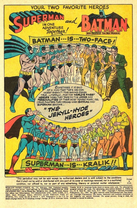 WORLD'S FINEST COMICS #173 (Feb1968) 9.0 VF/NM  SUPERMAN! BATMAN!