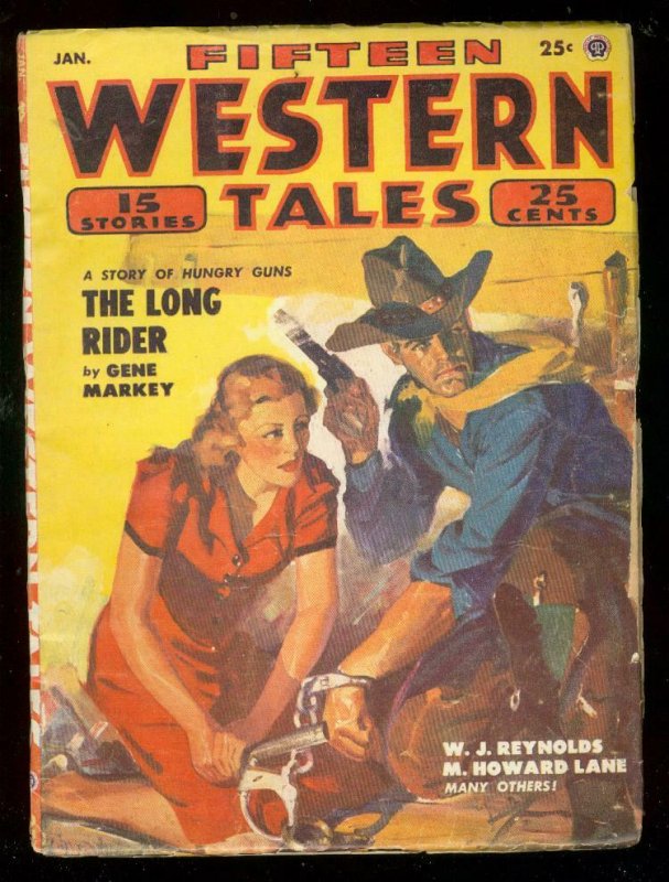 FIFTEEN WESTERN TALES PULP JAN 1954-GIRL RESCUE COVER VG