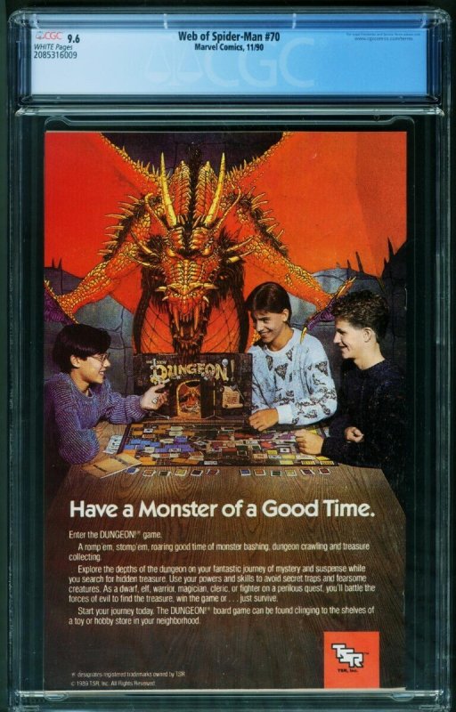 Web of Spider-Man #70  1990 - Marvel -CGC 9.6 - Comic Book-2085316009