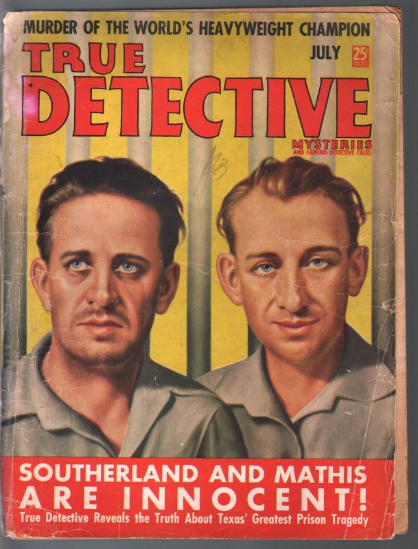 True Detective Mysteries 7/1938-MacFadden-murder of World Champion boxer-FR/G