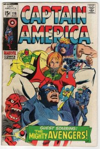 Captain America #116 ORIGINAL Vintage 1969 Marvel Comics Avengers