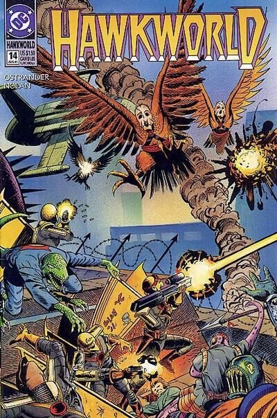 Hawkworld #14 Cover - Man Hawks & Thanagarian Wingmen - 1991 art by Graham Nolan