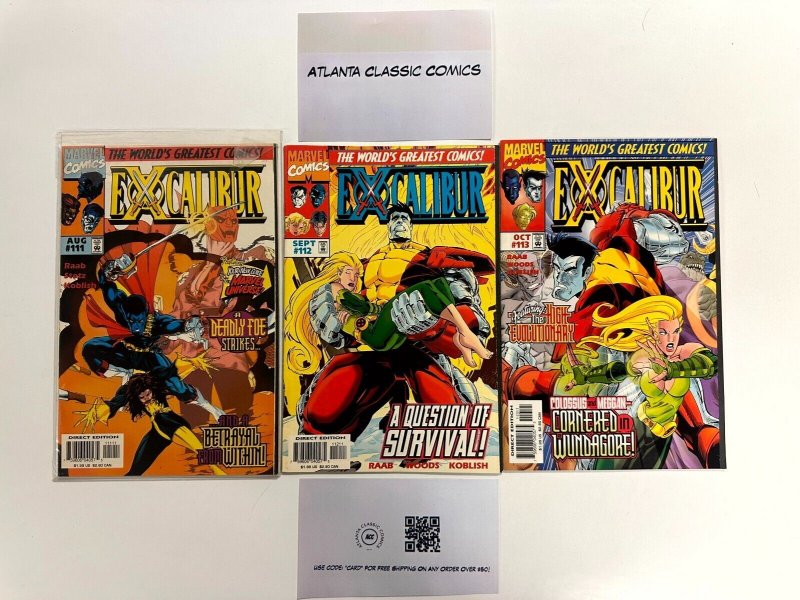 3 Excalibur Marvel Comic Books # 111 112 113 Avengers Hulk Thor Ironman 105 EJ10