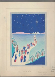 RELIGIOUS Procession on the Road to Bethlehem & Star 9x11 Greeting Card Art #nn