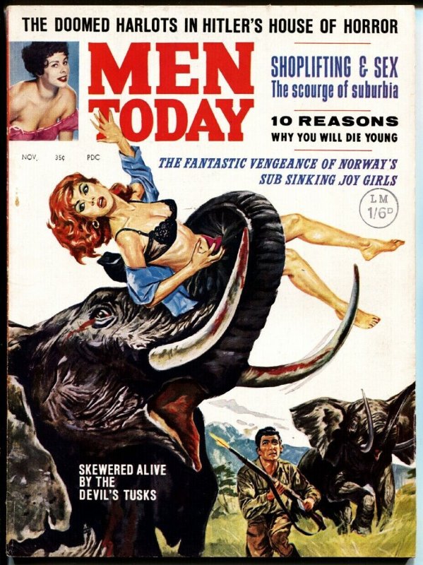 Men Today 11/1963-Bad Mag-Nazis-Entee Pubs-wild cover-bloody elephant