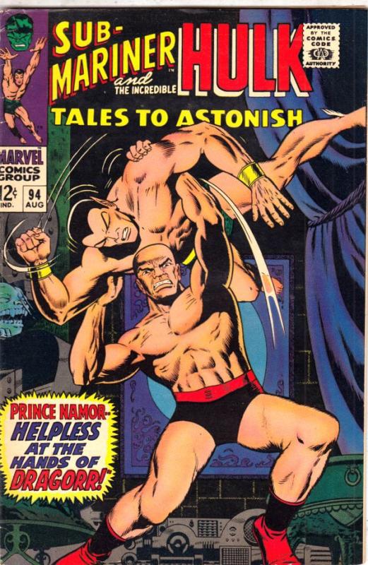 Tales to Astonish #94 (Aug-67) VF High-Grade Incredible Hulk, Namor