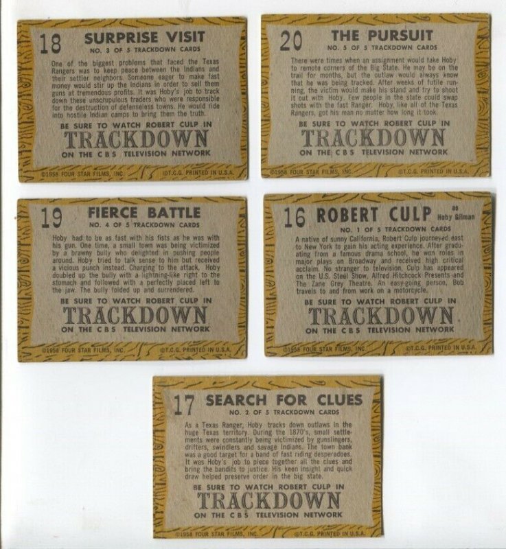 Trackdown Western TV Series Trading Card Set 1958-Robert Culp
