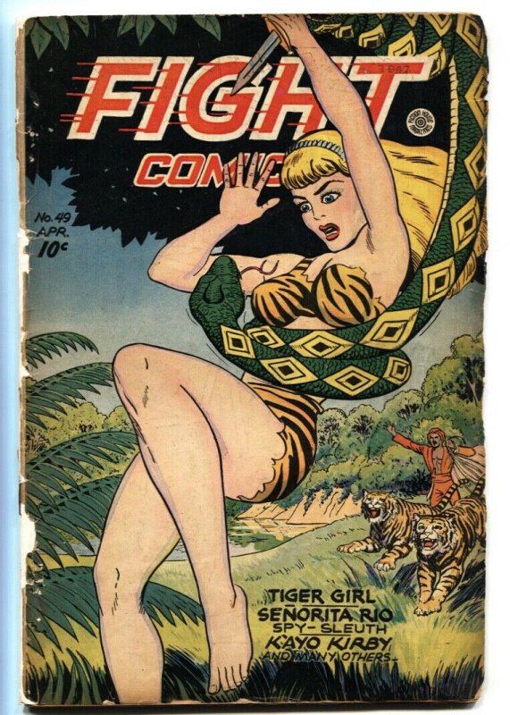 Fight Comics #49 1947- Matt Baker- 1st Jungle cover- Tiger Girl - restored