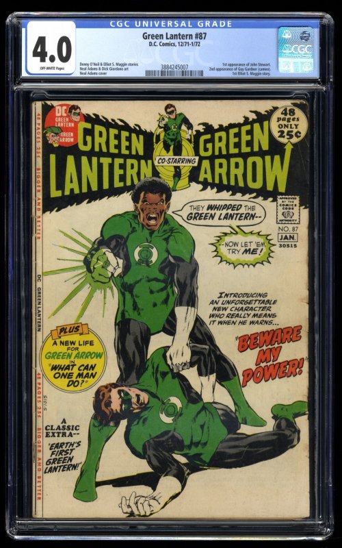 Green Lantern #87 CGC VG 4.0 Off White 1st Appearance John Stewart!