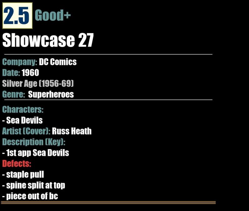 Showcase 27 (1960) GD+ 1st app Sea Devils DC Comics