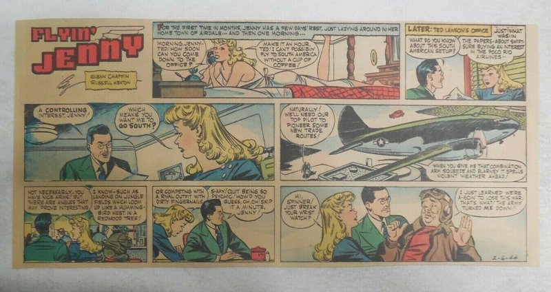 Flying Jenny Sunday Page by Gladys Parker from 2/6/1944 Size: 7.5 x 15 inches
