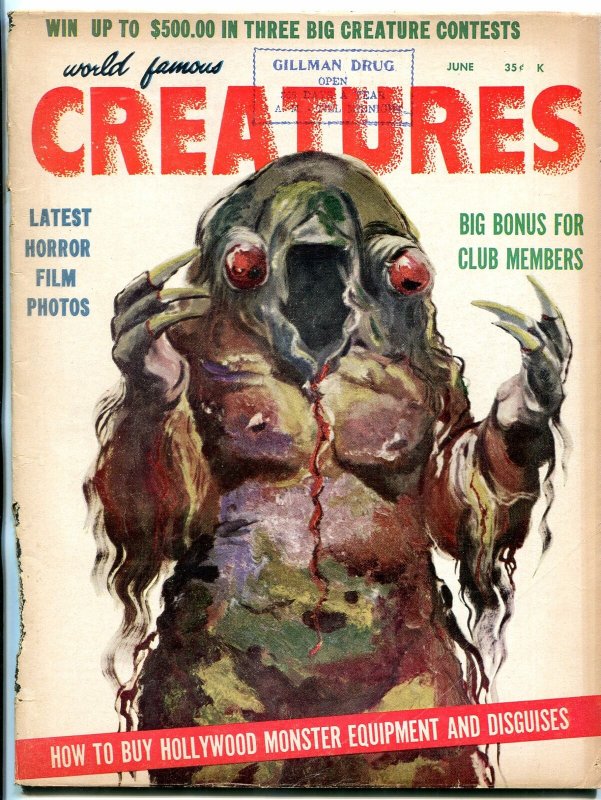 World Famous Creatures #4 June 1959- rare monster magazine- Frankenstein f/g