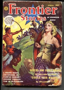 FRONTIER STORIES 1944-Spring Wild Indian bondage good girl art cover-Rare pul...