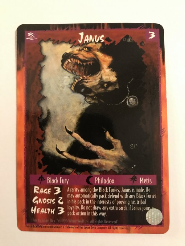 JANUS : RAGE LEGACY of the TRIBES Character CCG Werewolf Card; White Wolf TCG