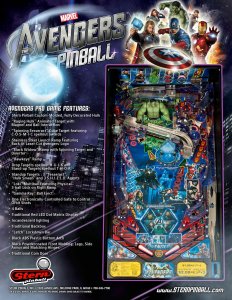 Avengers Pinball FLYER Captain America Thor Black Widow Hulk Marvel Comics 2012