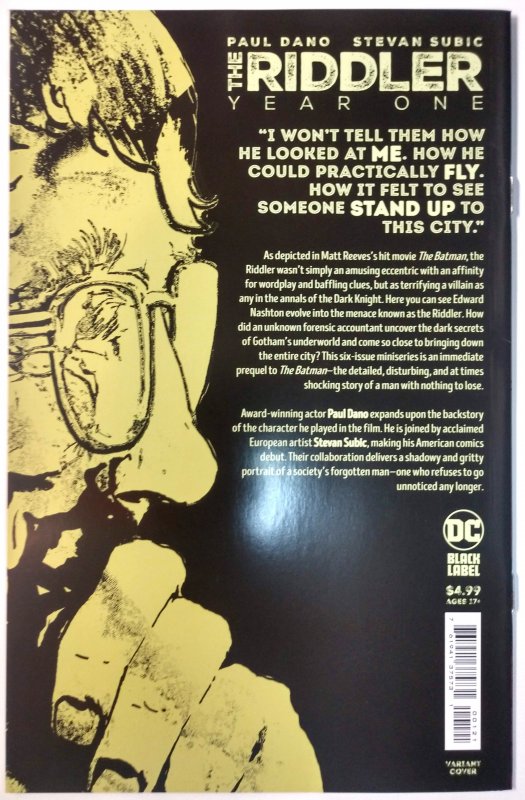 The Riddler: Year One #1 (8.5, 2022) Lee Cover, Origin of Riddler