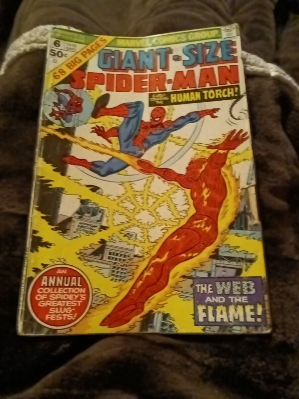 Giant-size Spider-Man 6 marvel comic 1975 Stan Lee Human Torch Bronze Age 68 pgs