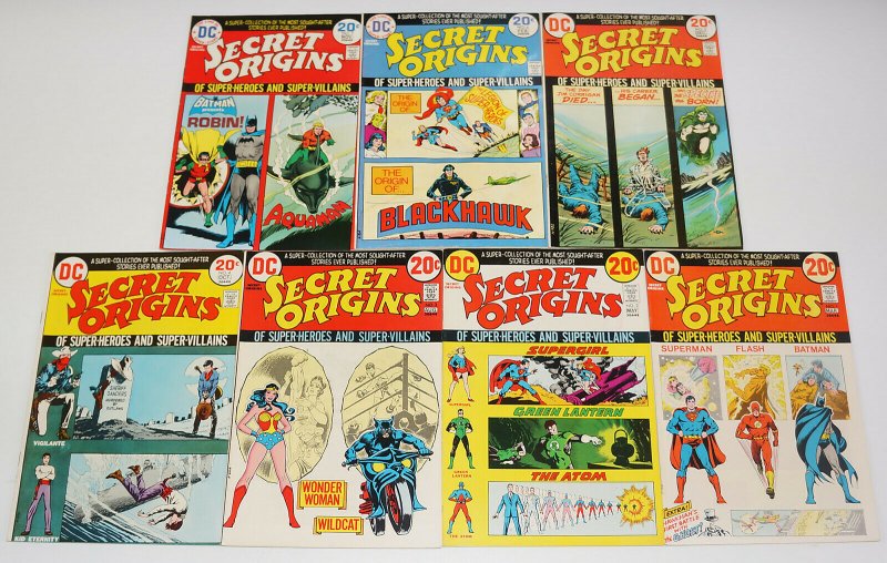 Secret Origins #1-7 FN complete series - superman/batman/wonder woman/flash 1973