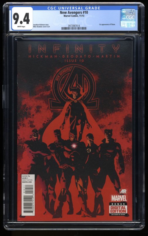 New Avengers #10 CGC NM 9.4 White Pages 1st Thane son of Thanos!