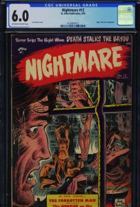 NIGHTMARE #12 - CGC-6.0, OW-W  - St John - Kubert torture cover - Golden Age