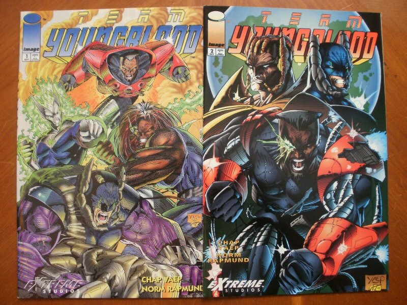 2 Near-Mint Image Extreme Studios Comic: TEAM YOUNGBLOOD #1 #2 (1993) Chap Yaep 