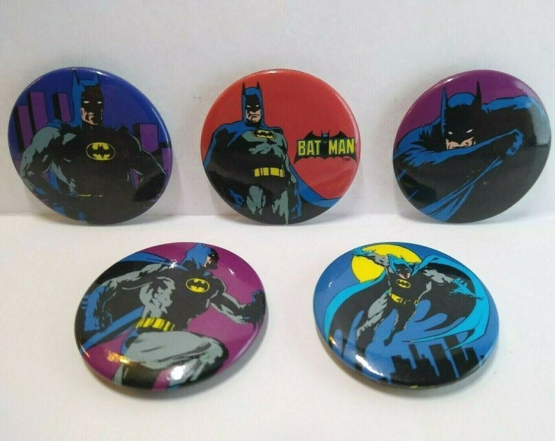 Batman Vintage Magnets Button Up Lot 5 Original 1980's Licensed Official Bat Man 