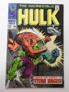 The Incredible Hulk #106 (1968) VG Condition moisture stain