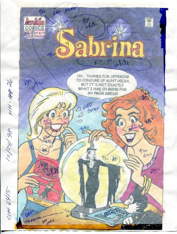 Sabrina Comics #27 Hand Painted Cover Color Guide 1998-Archie-Scarapelli-FN