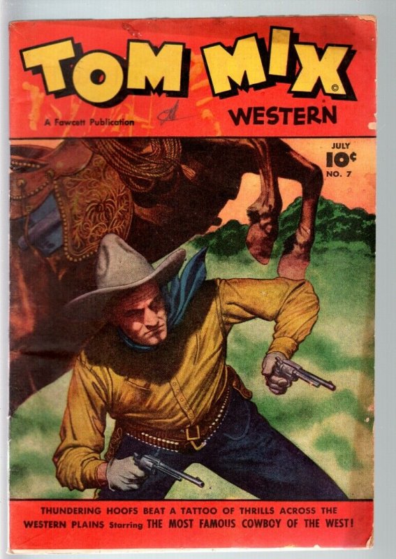 TOM MIX COMICS #7-1948-B WESTERN MOVIE COMIC BOOK-PHOTO COVER-FAWCETT PUBS   VG-