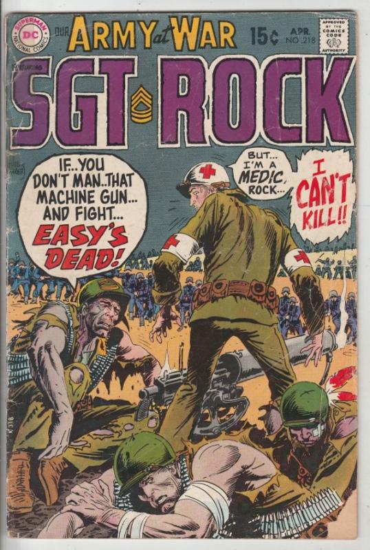 Our Army at War #218 (Apr-70) VG- Affordable-Grade Easy Company, Sgt. Rock