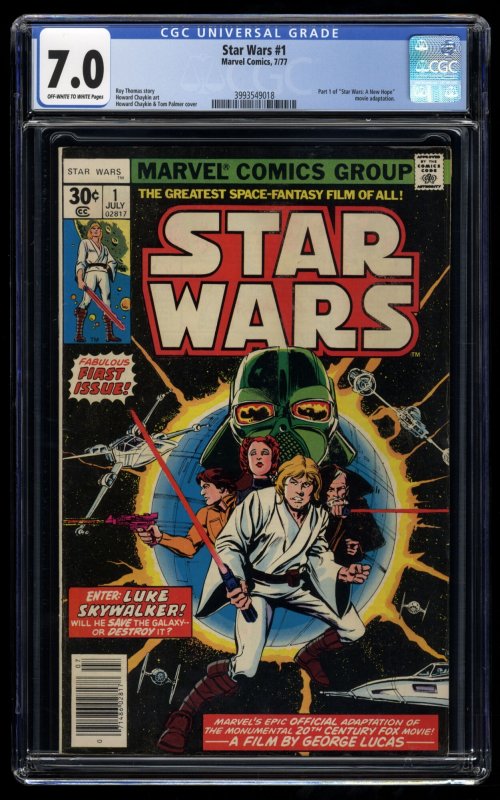 Star Wars #1 CGC FN/VF 7.0 Off White to White 1st Luke Skywalker Darth Vader!