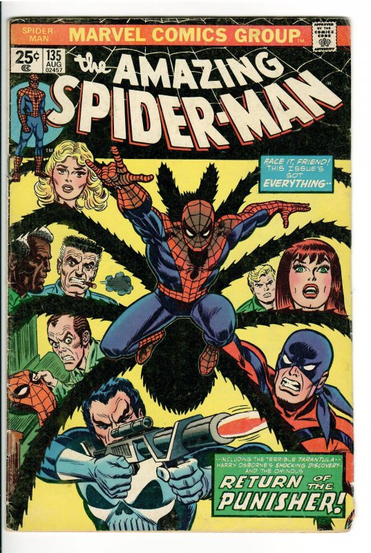 AMAZING SPIDER-MAN 135 VG+ 4.5 2nd(?) APP PUNISHER! KEY SPIDEY!