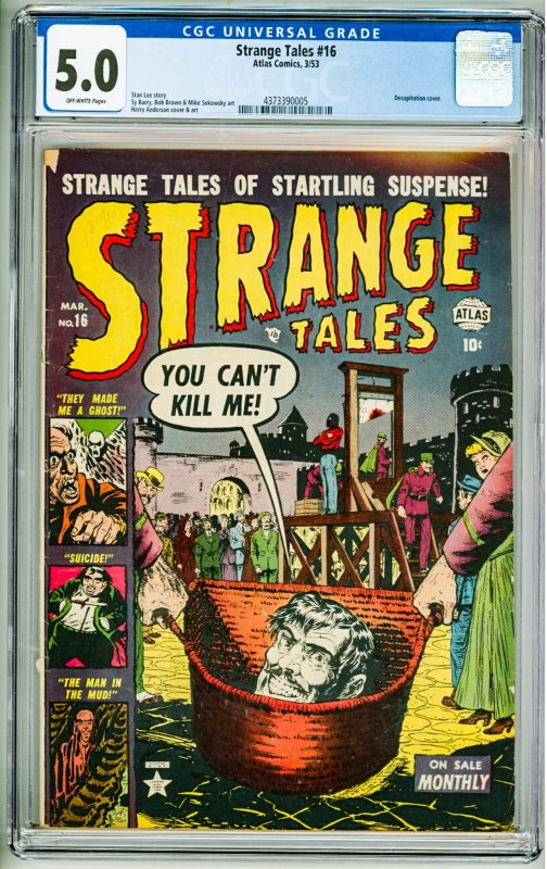 Strange Tales #16 (1953) CGC 5.0! OW Pages!